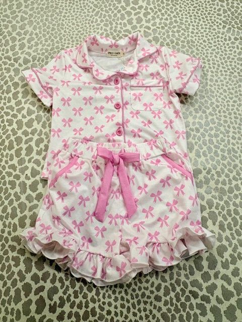Rylee&amp;Faith-Girls Pink Bow PJ