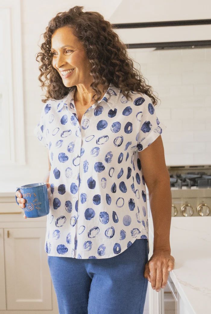 Habitat-Linen Dot Button Up