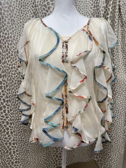 John Mark-Woven Ruffle Top