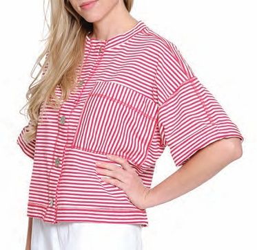 Tru Luxe-Red Stripe Top