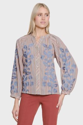 Tru Luxe-Embroidered Stripe Top