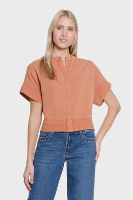 Tru Luxe-Rust Trapunto Stitch Top