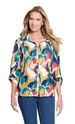 Multiples-Cinched Tab Woven Shirt