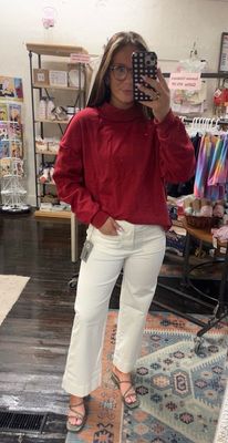 Maroon Mock Neck Reverse Top