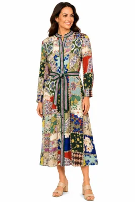 John Mark-Woven Mix Print Dress