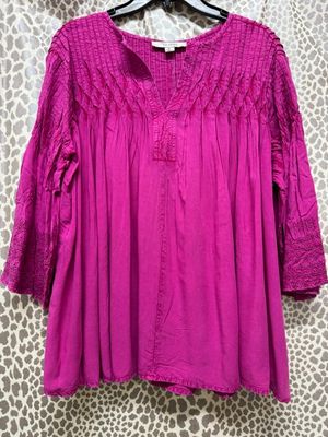 Tru Luxe-Fuchsia Tucked Top