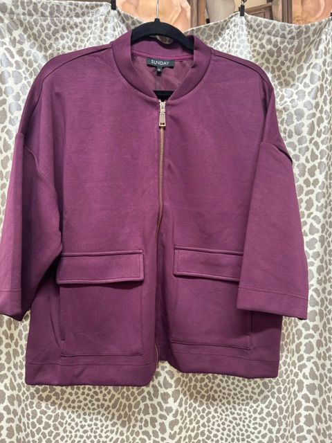Sunday-Sangria Zip Cardigan