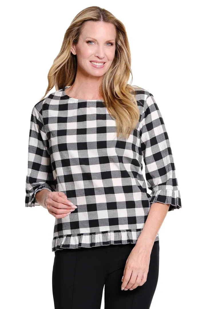 Multiples-Bl/Wh Check Tunic