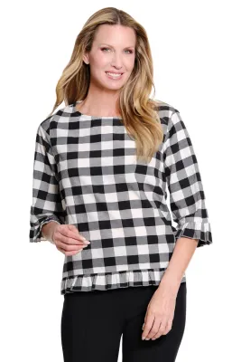 Multiples-Bl/Wh Check Tunic