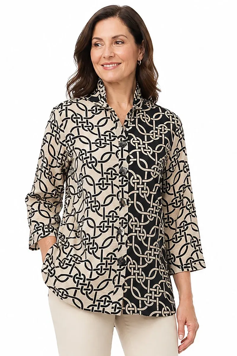 Ali Miles-Woven Button Front Top