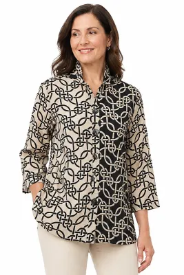 Ali Miles-Woven Button Front Top