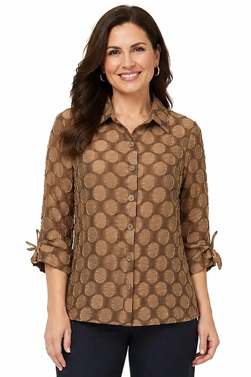Ali Miles-Copper Jacquard Blouse