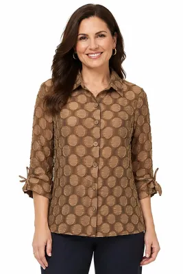 Ali Miles-Copper Jacquard Blouse