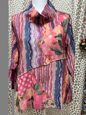Shana-Mixed Media Cowl Top