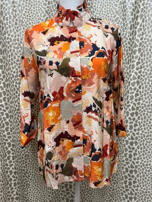 Shana-Orange Piano Button Shirt
