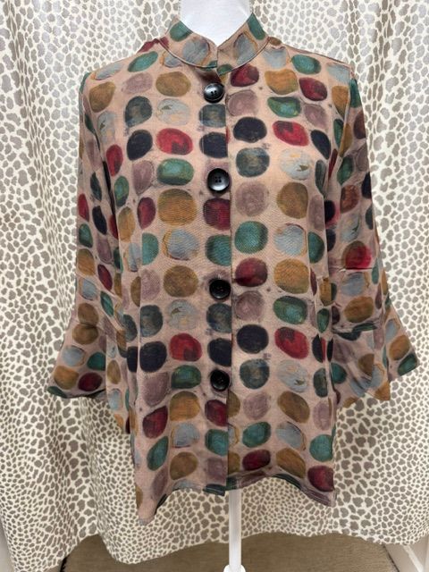 Shana-Dot Printed Bell Sleeve Top