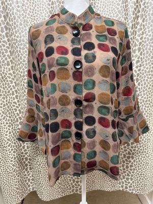 Shana-Dot Printed Bell Sleeve Top