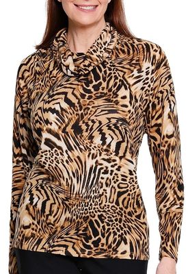 A la carte-Animal Print Cowl Top