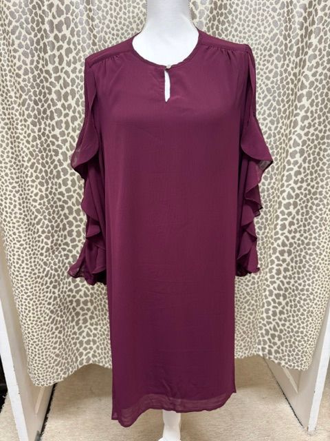 Sunday-Maroon Ruffle Dress