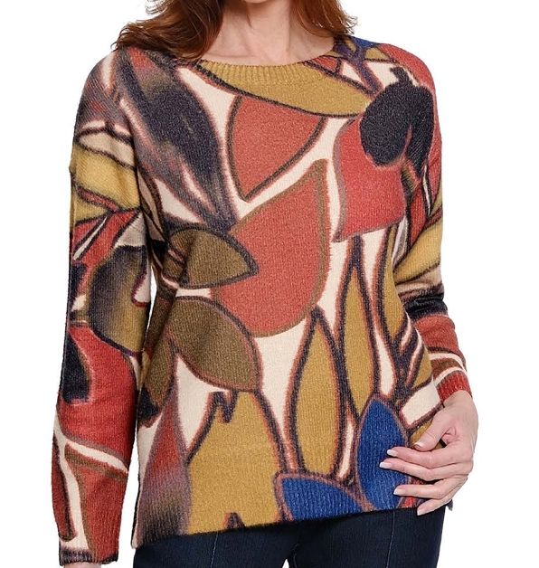 A la carte-Printed Crew Neck Sweater