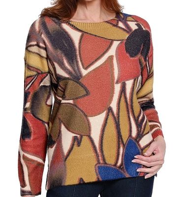 A la carte-Printed Crew Neck Sweater
