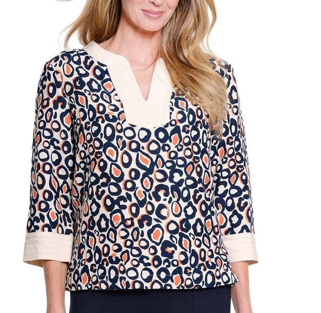 Multiples-Natural Wonder Notch Neck Top