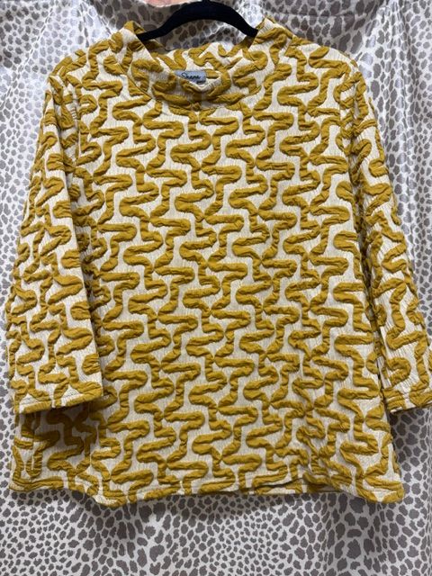 Shana-Mustard Print Mockneck