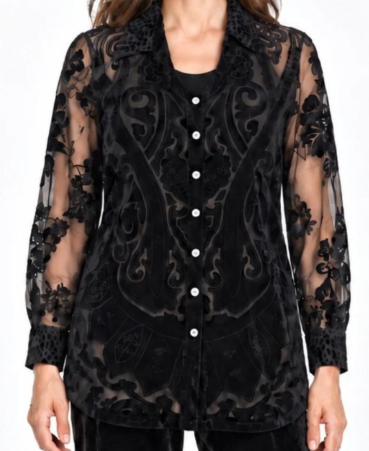 John Mark-Black Velvet Blouse