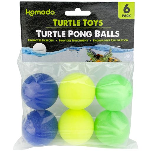 Multipet Komodo Ping Pong Balls Turtle Toy Medium Pack of 6, Multi-Color