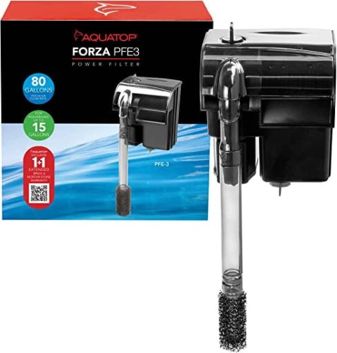 Aquatop Hang On Back Filter True 4 Stage Filtration  Super Quite 15 - 25 Gallon Tank w/ Shrimp Guard - PFE3