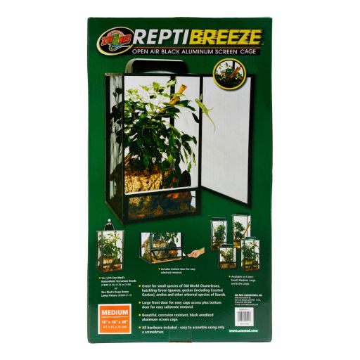 Zoo Med ReptiBeeze Open Air Black Aluminum Reptile Screen Cage  Medium
