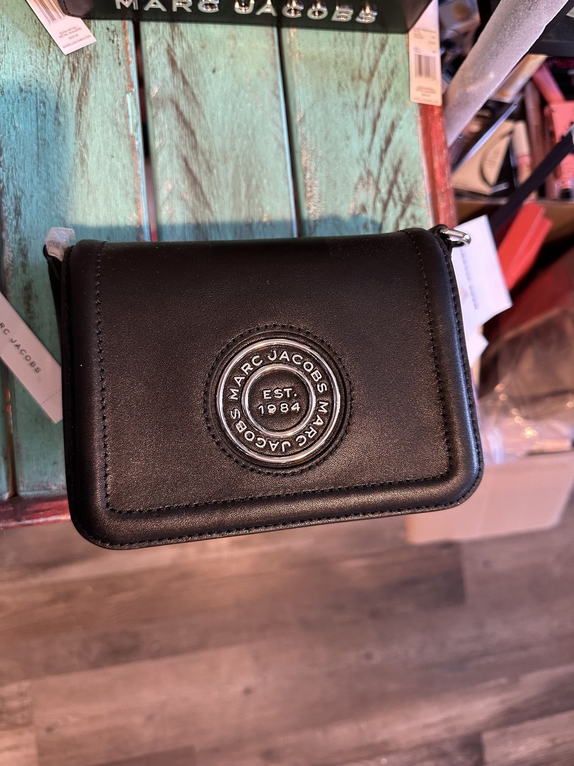 Small Black Leather Crossbody .