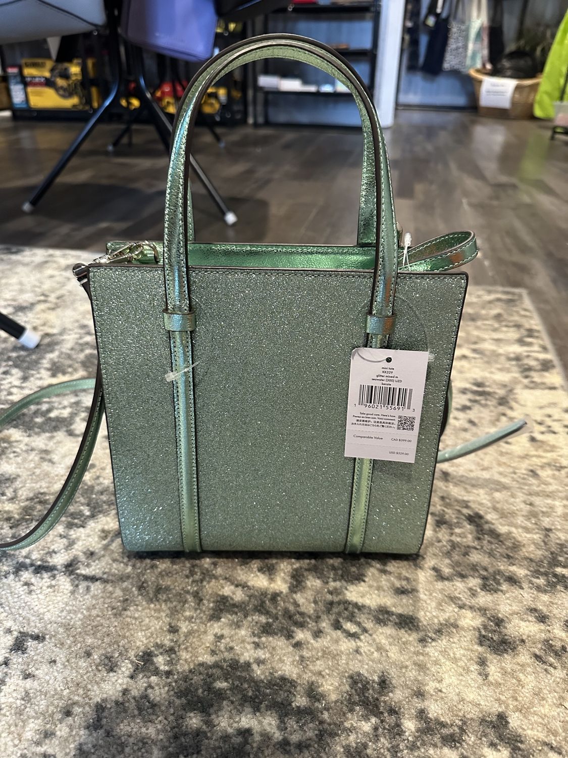 Green Glitter Tote &amp; Wallet