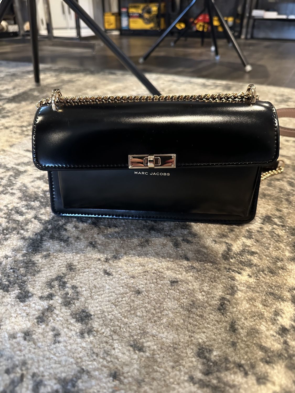 Small Black Crossbody Gold Chain