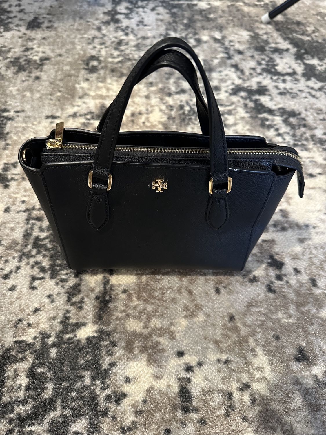 Small Black Leather Handbag.
