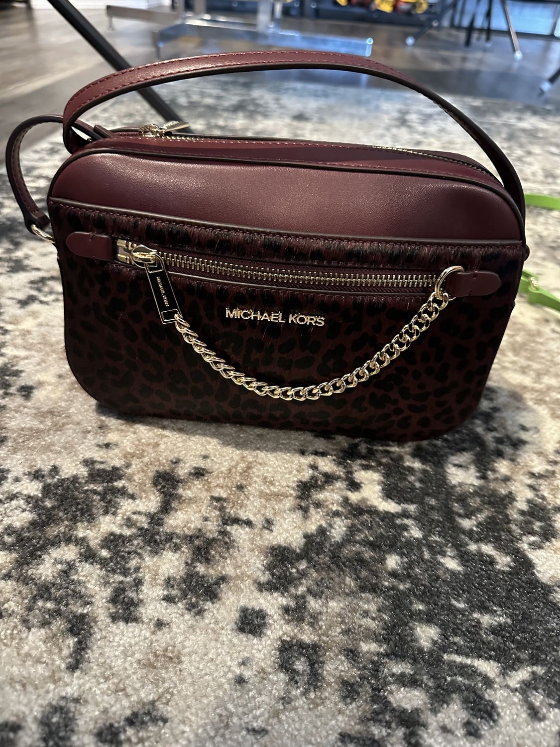 Jet Set Cheetah Crossbody Maroon