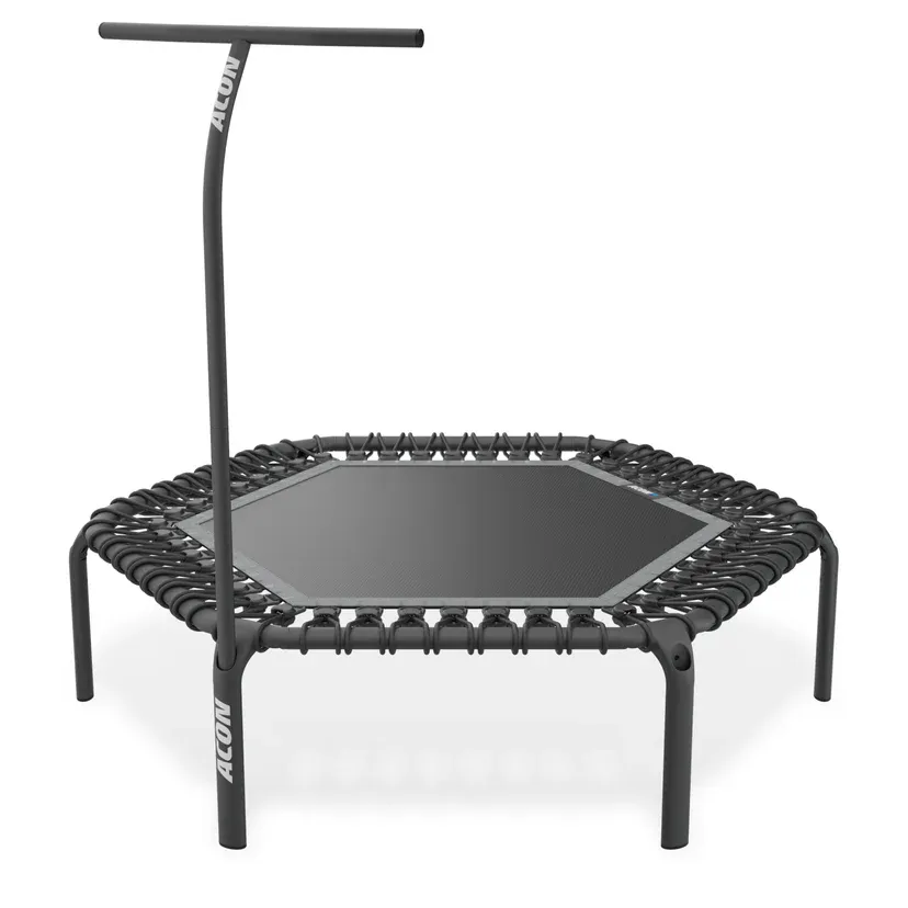 ACON 54" Hexagon Fitness Trampoline with Handlebar, Color: Black