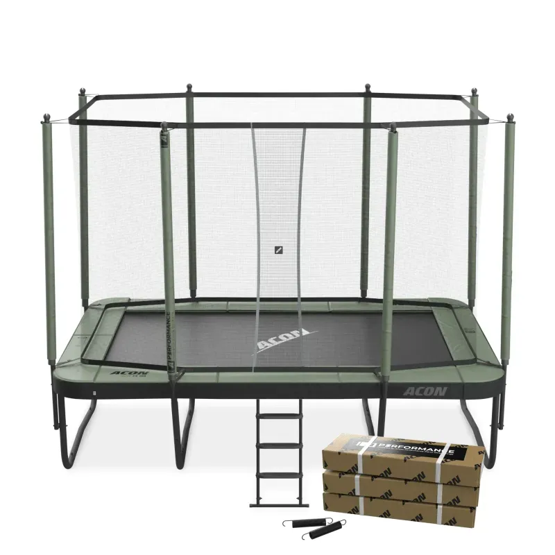 ACON 13 HD Rectangular Trampoline with Net and Ladder Performance Acon Air Rectangle Trampoline HD 13 with Net, Ladder, and performance springs