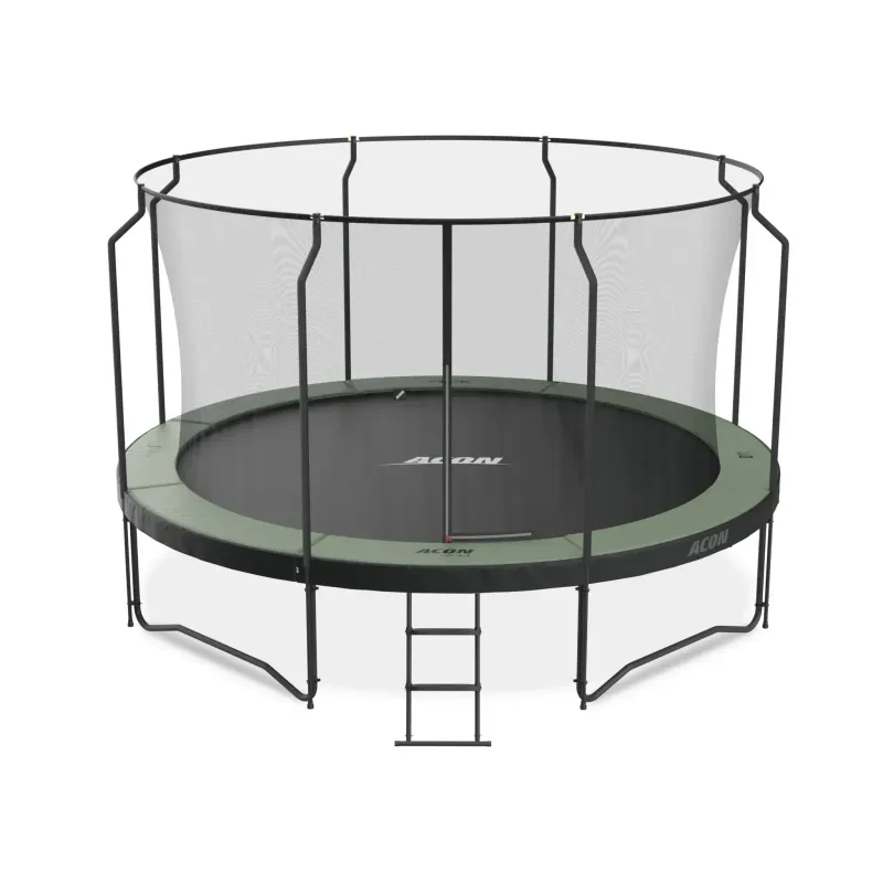 ACON Air 12 ft Round Trampoline with Net and Ladder Premium ACON Air Round 12' Trampoline with a Premium Safety Net and ladder