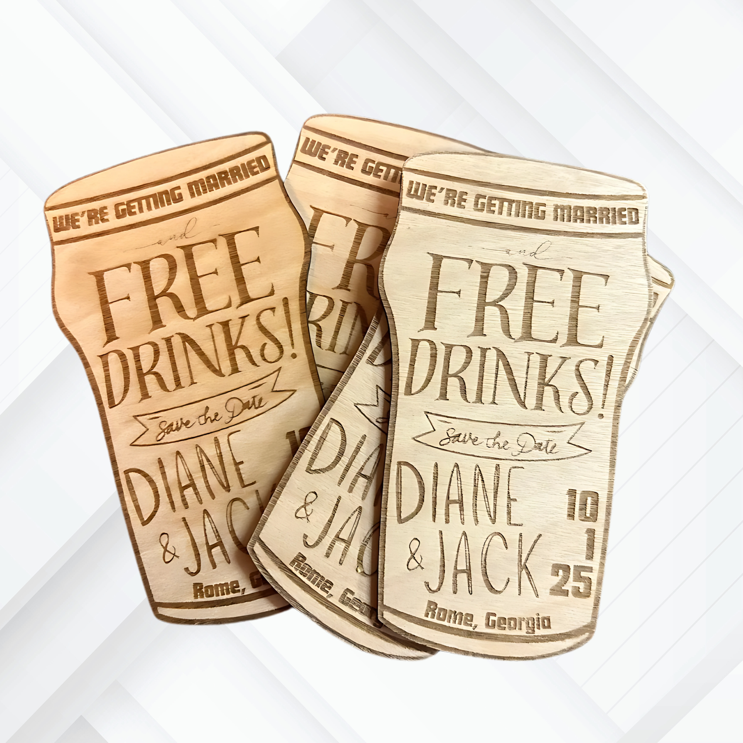 Personalized Save the Date Laser Engraved Free Drinks Fridge Magnets