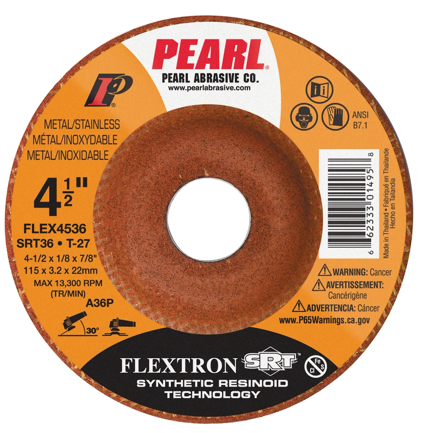 Flextron Flexible Grinding Disc 4-1/2" x 1/8" x 7/8" SRT36 ( 25/bx )