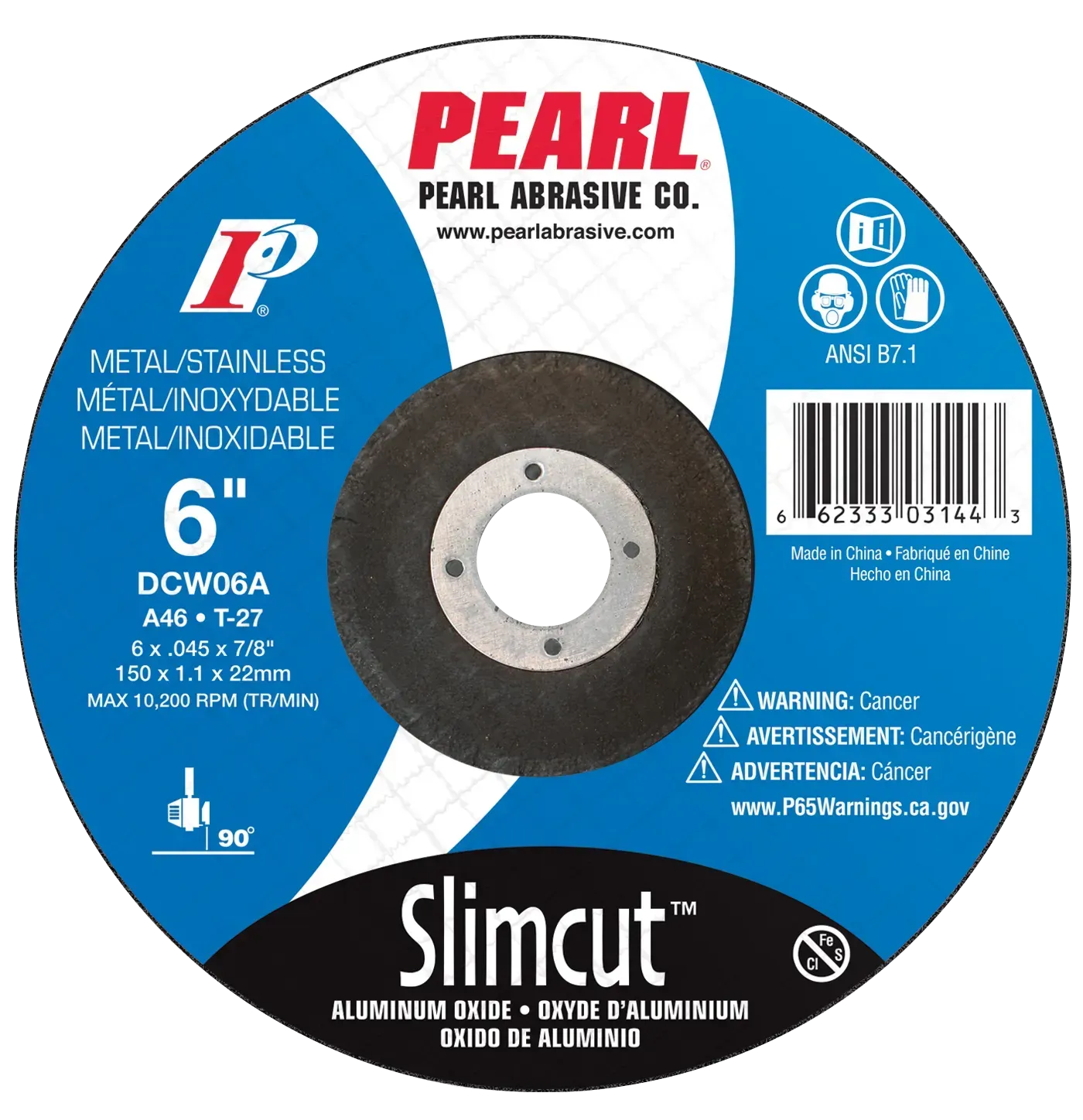 Cutting Disc 6" x .045" x 7/8" Blue (25/bx )