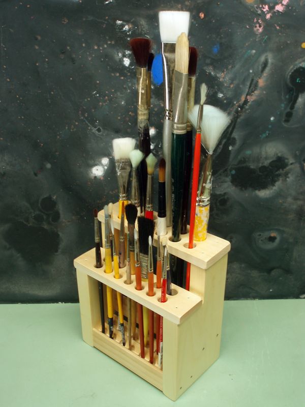Handmade Wooden Paintbrush Holder Extra Small 6" Brush Holder