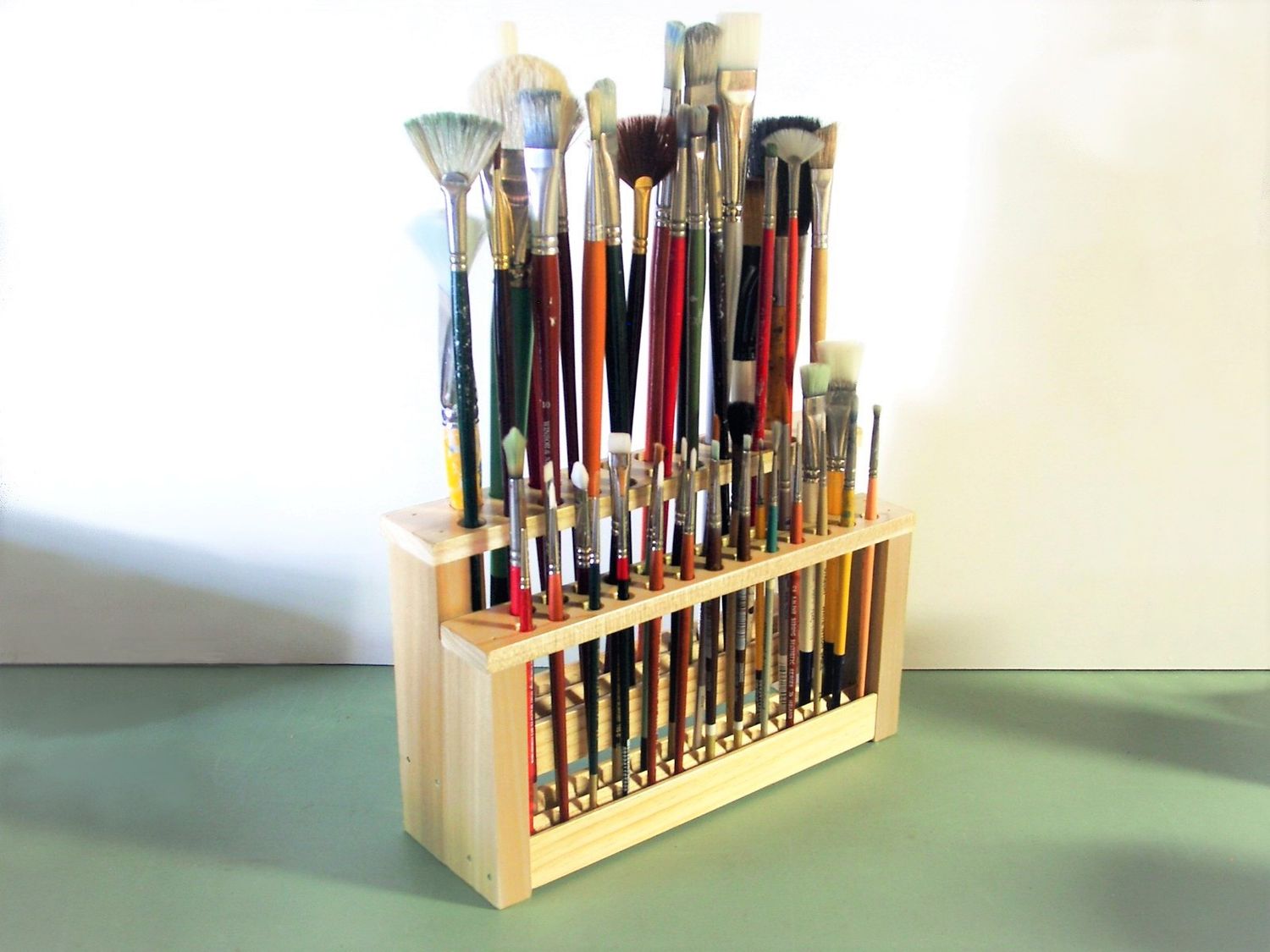 Medium 11" Handmade Wooden Paintbrush Holder