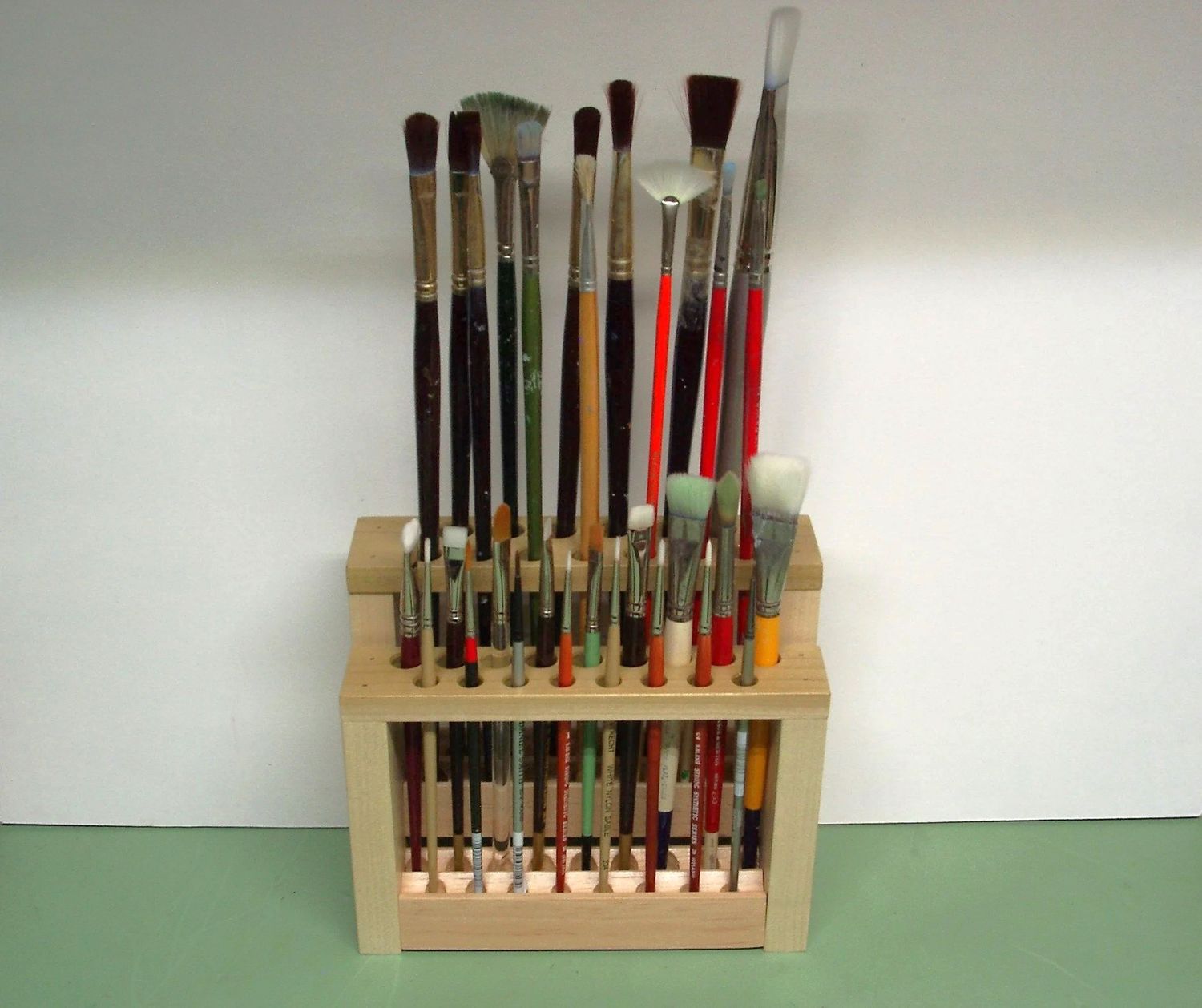 Handmade Wooden Paintbrush Holder Small 8" Brush Holder