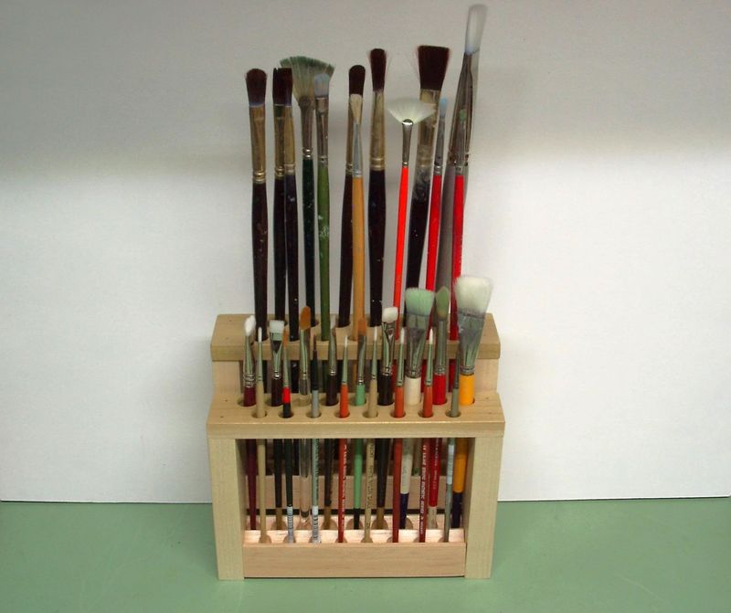 Handmade Wooden Paintbrush Holder Small 8" Brush Holder