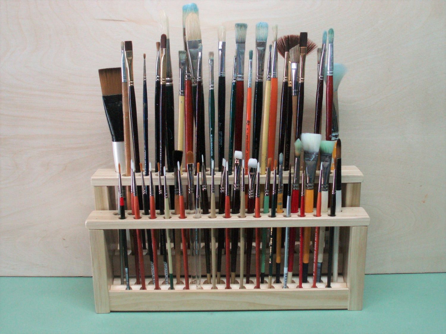 Large 14" Wooden Paintbrush Holder