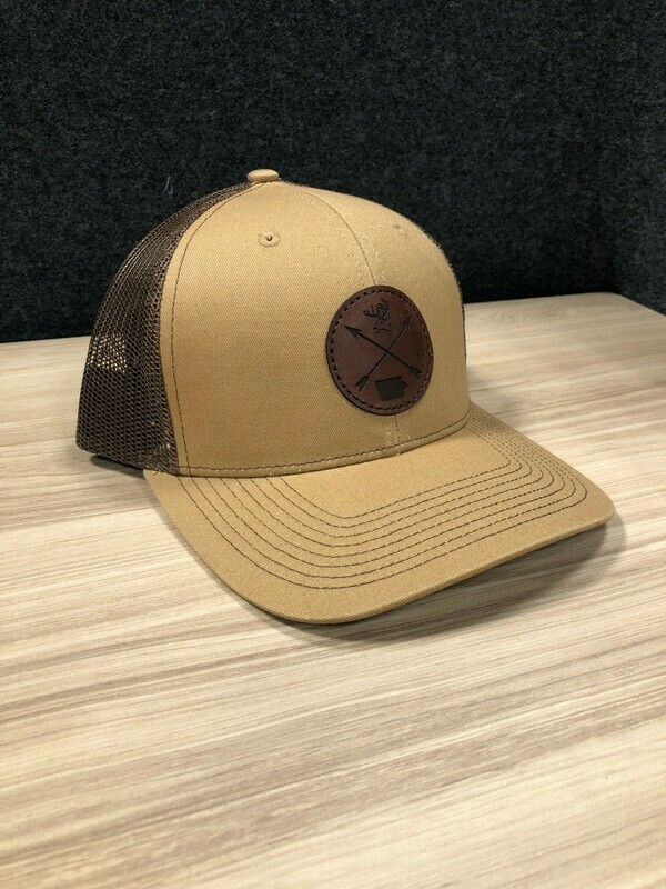 Brown/Dark Brown Leather Circle Patch Hat