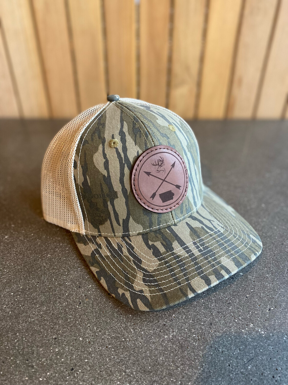 Bottomlands Camo Leather Circle Patch