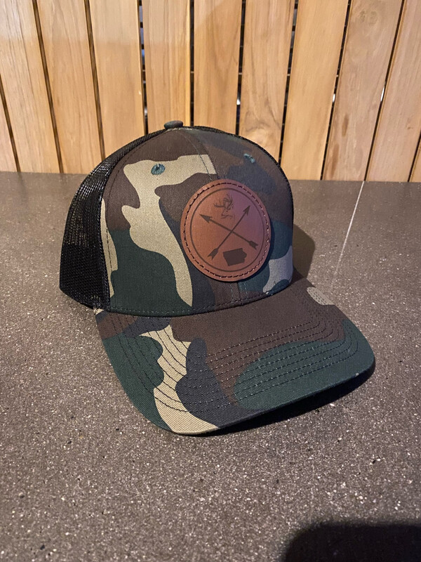 Camo/Black Leather Circle Patch Hat